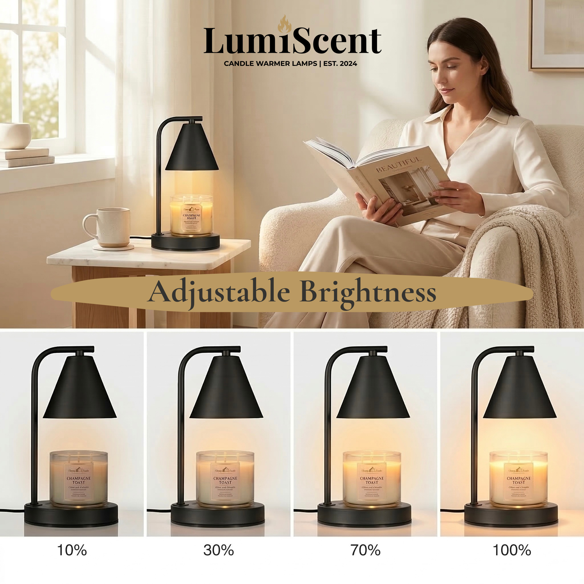 Classic Candle Warmer Lamp | Dimmable Wax Melt for Scented Candles
